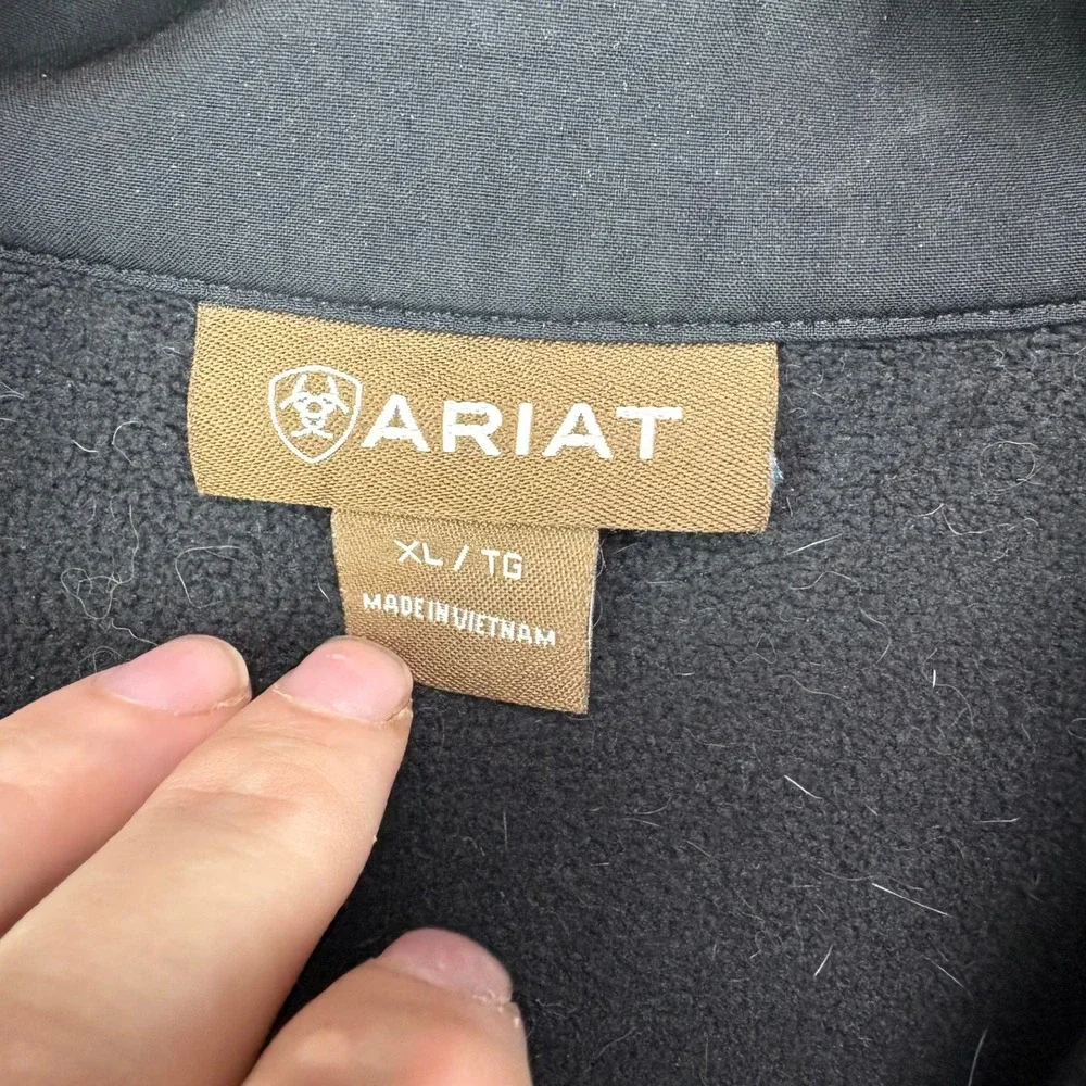 Ariat Mens XL Black Softshell Jacket‎ Full Zip Logo Performance Workwear Coat